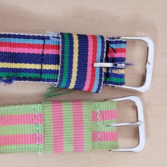 Timex Fashion Watch Fabric Band 2 Extra Bands Striped Multicolor New Battery - Picture 4 of 11